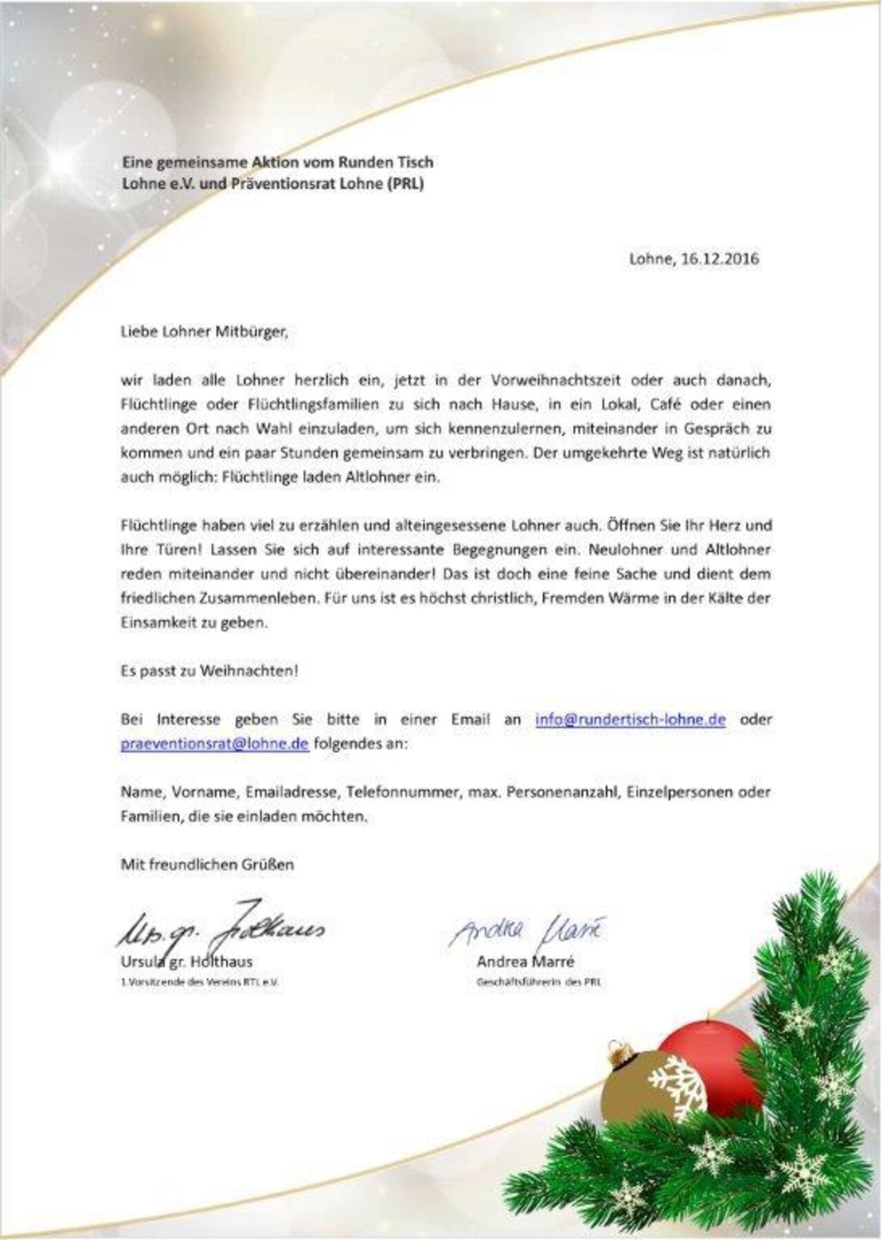 Weihnachtsaktion „Lohner laden ein“ Image 1